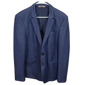 ZARA MAN Size 46 US Navy Blue 2 Button Ponte Knit Blazer/Sport Coat